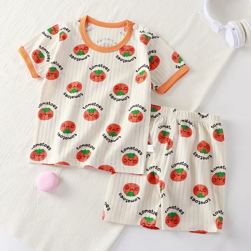 2PCS Children Clothing Set Child T-shirt Suit Summer Cotton New Girls Shorts Clothes Baby Boys Short Sleeve Kid Clothes