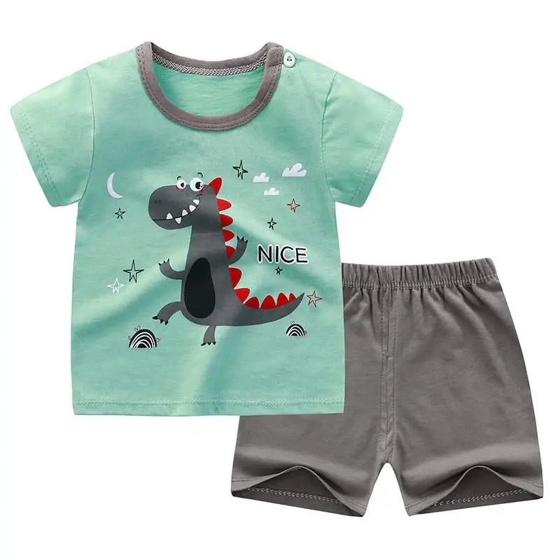 Summer Baby Boys Cartoon T Shirt + Shorts Set