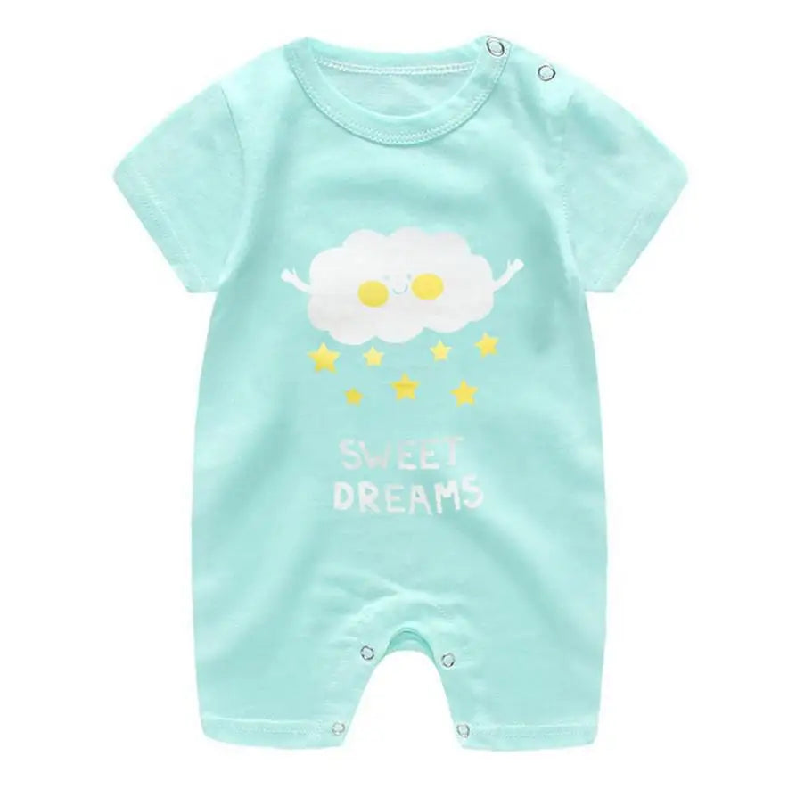 Cartoon Printed Rompers Newborn Boys Girls Short Sleeve Bodysuits Infantil Summer Thin Cotton Cute Onesie Baby Fashion Clothes