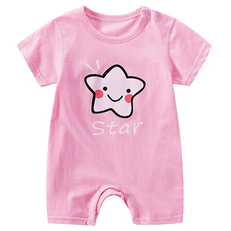 Cartoon Printed Rompers Newborn Boys Girls Short Sleeve Bodysuits Infantil Summer Thin Cotton Cute Onesie Baby Fashion Clothes