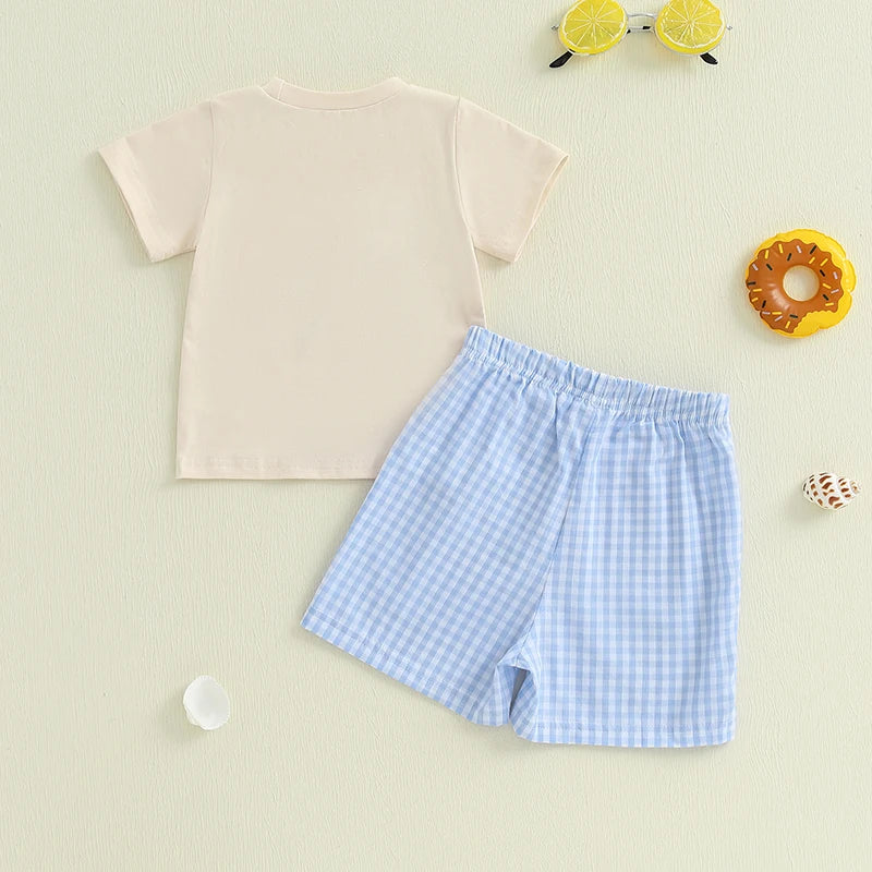 Toddler Boys Casual Outfits Dinosaur Print Short Sleeve T-Shirt and Elastic Waist Shorts Set for Summer 2 Piece Clothing Set