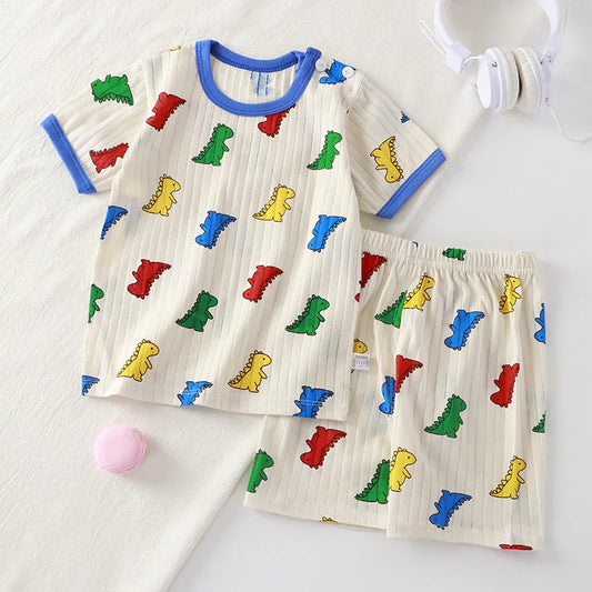 2PCS Children Clothing Set Child T-shirt Suit Summer Cotton New Girls Shorts Clothes Baby Boys Short Sleeve Kid Clothes