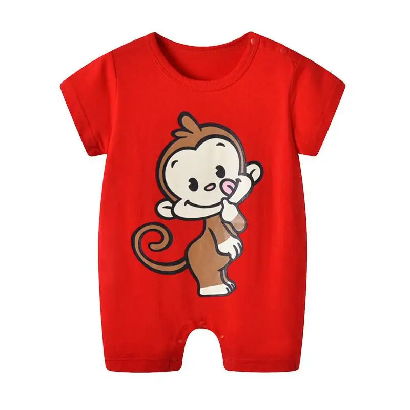 Cartoon Printed Rompers Newborn Boys Girls Short Sleeve Bodysuits Infantil Summer Thin Cotton Cute Onesie Baby Fashion Clothes
