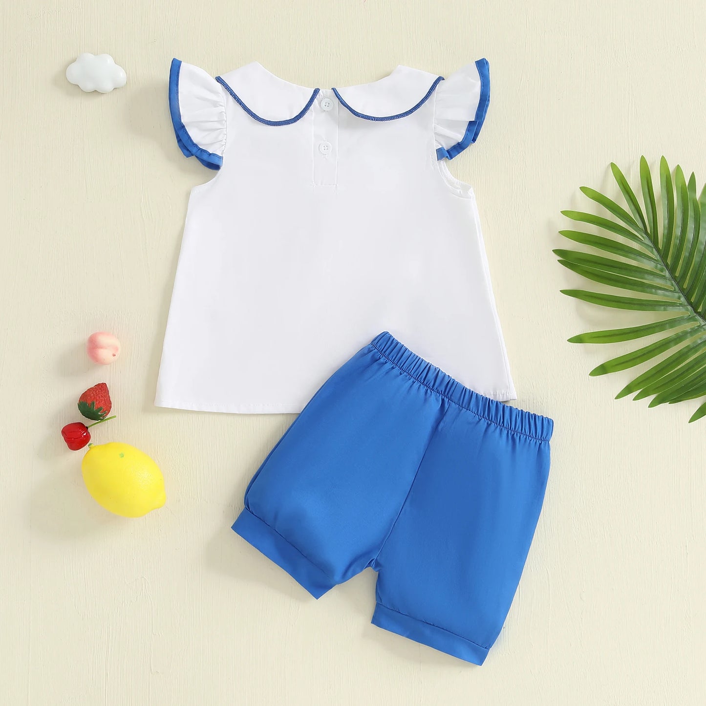 Summer Kids Girls Outfits Short Sleeve