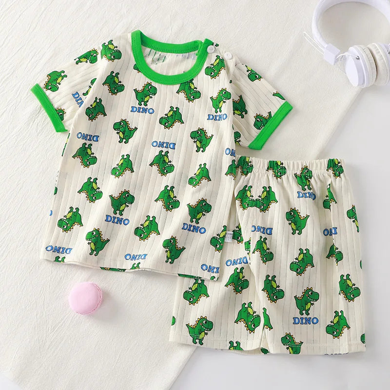 2PCS Children Clothing Set Child T-shirt Suit Summer Cotton New Girls Shorts Clothes Baby Boys Short Sleeve Kid Clothes