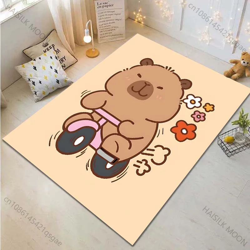 Cartoon Capybara Pattern Carpet for Living Room Bedroom Bedside Bathroom Floor Mat Non-slip Mat Game Room Mats Can Be Washing