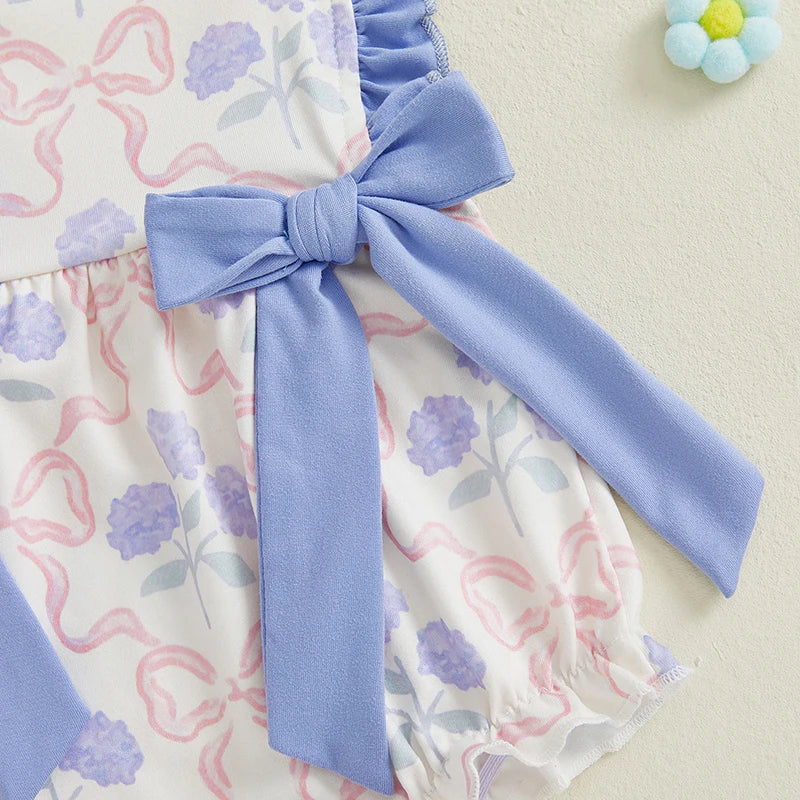 Adorable Toddler Dress with Floral Print and Ruffled Trim Perfect for Summer Parties and Playdates Sleeveless Baby Girl Romper