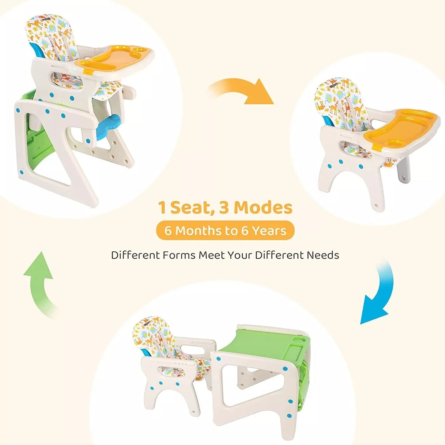 High Chairs For Babies Toddlers 3-in-1 Adjustable High Chair