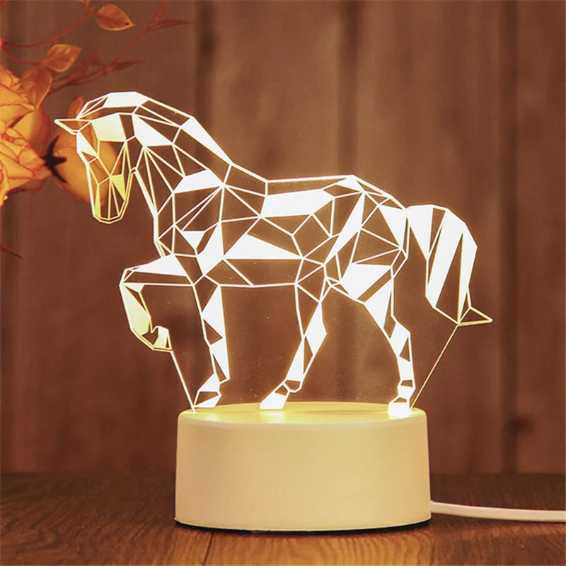 Romantic 3D Led Lamp warmwhite Acrylic LED Night Lights for Bedroom Decoration Kids Children's Bedside Lamp Wedding Party Favors