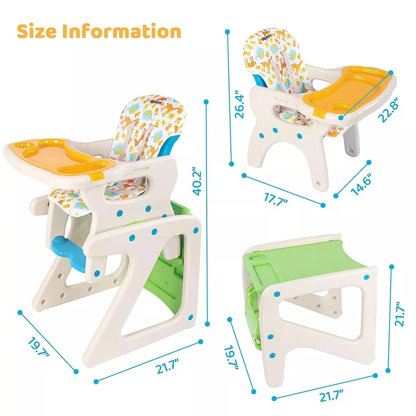 High Chairs For Babies Toddlers 3-in-1 Adjustable High Chair