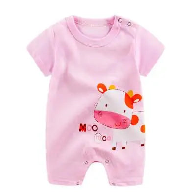 Cartoon Printed Rompers Newborn Boys Girls Short Sleeve Bodysuits Infantil Summer Thin Cotton Cute Onesie Baby Fashion Clothes