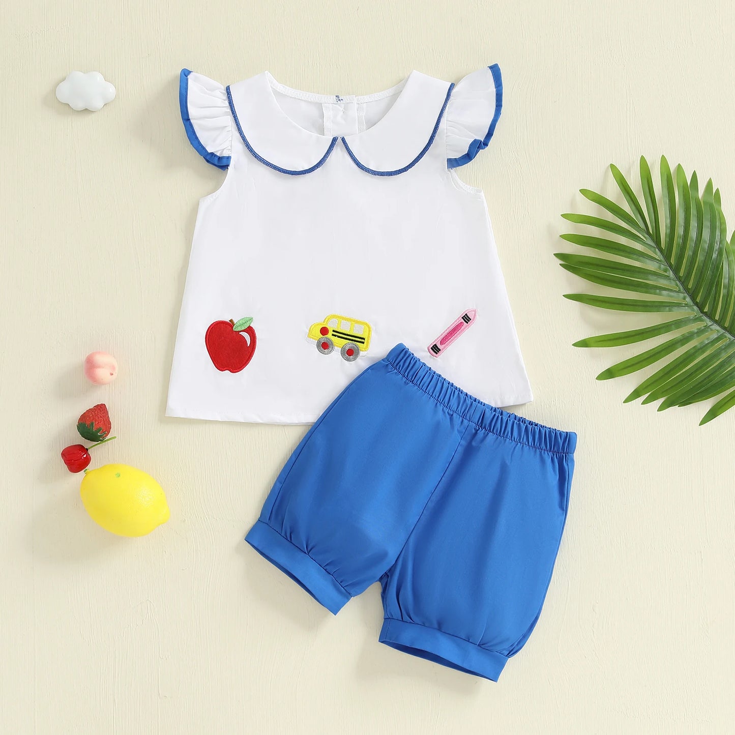 Summer Kids Girls Outfits Short Sleeve