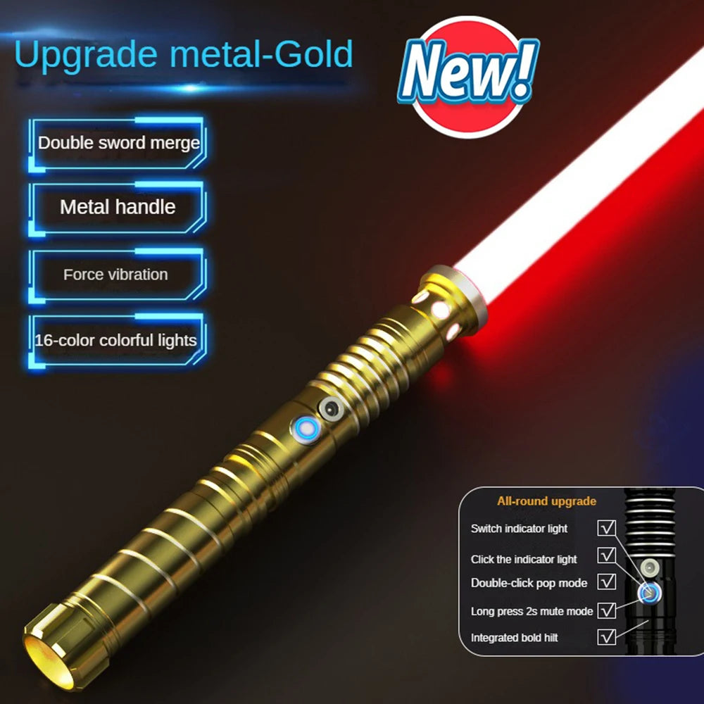 Light Up Saber Metal Sword RGB 16 Colors, 2 In 1 Light Sword Toy