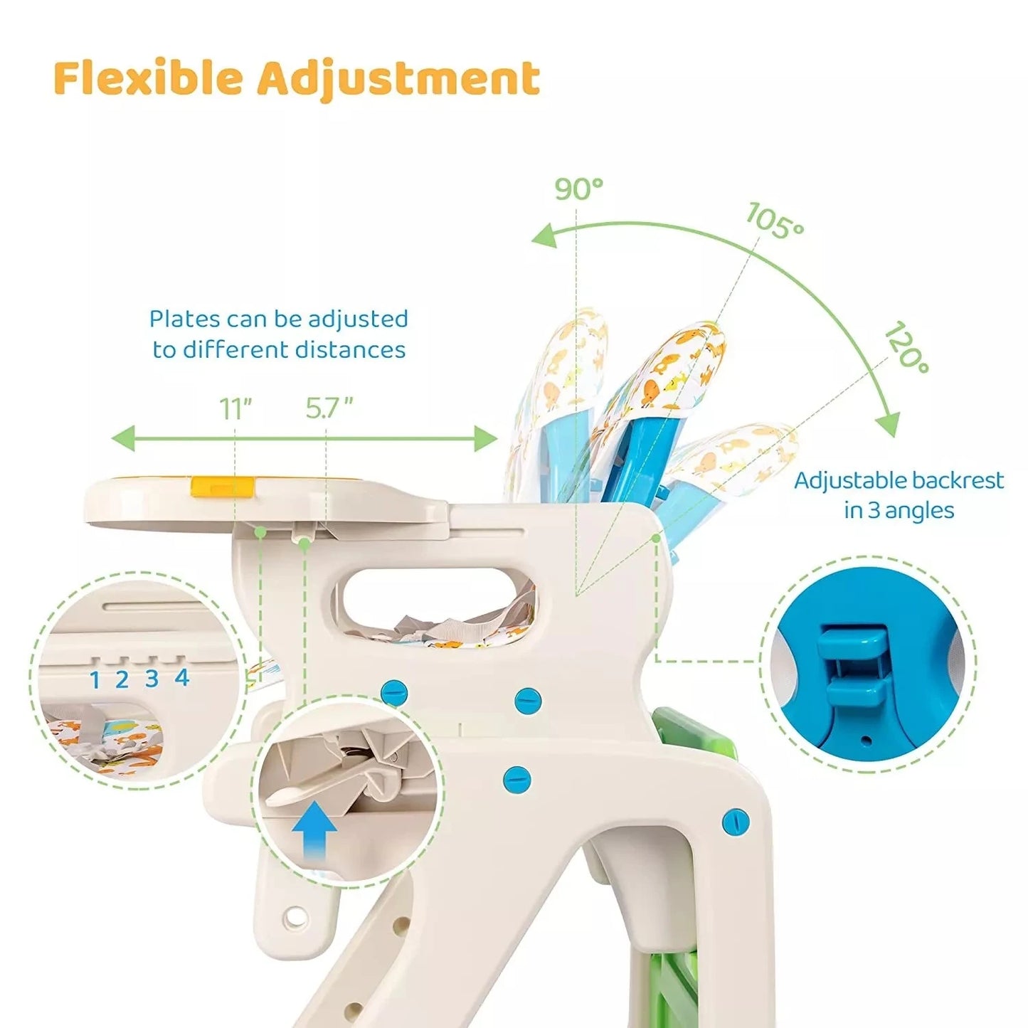 High Chairs For Babies Toddlers 3-in-1 Adjustable High Chair