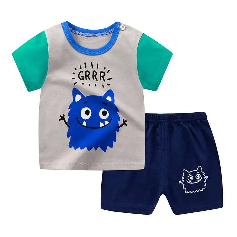 Summer Baby Boys Cartoon T Shirt + Shorts Set