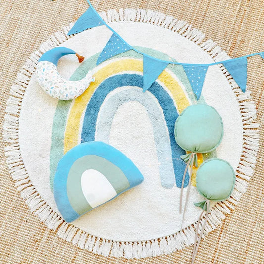 Baby Play Mat Nursery Carpet Bedroom Round Rug Cute Bedside Rugs Tassel Carpets Children Room Decor Floor Mats Ковер שָׁטִיחַ
