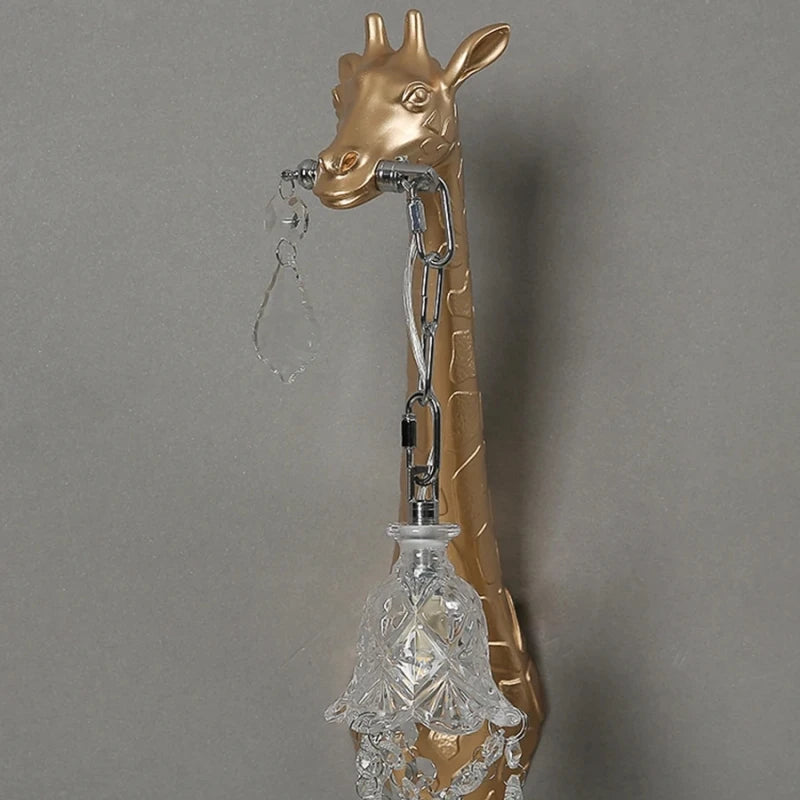 Hot sales Resin Giraffe LED Wall Lamp For Bedside Lighting Corridor Living Room Decor Light G9 Bulb Golden Lamp Body