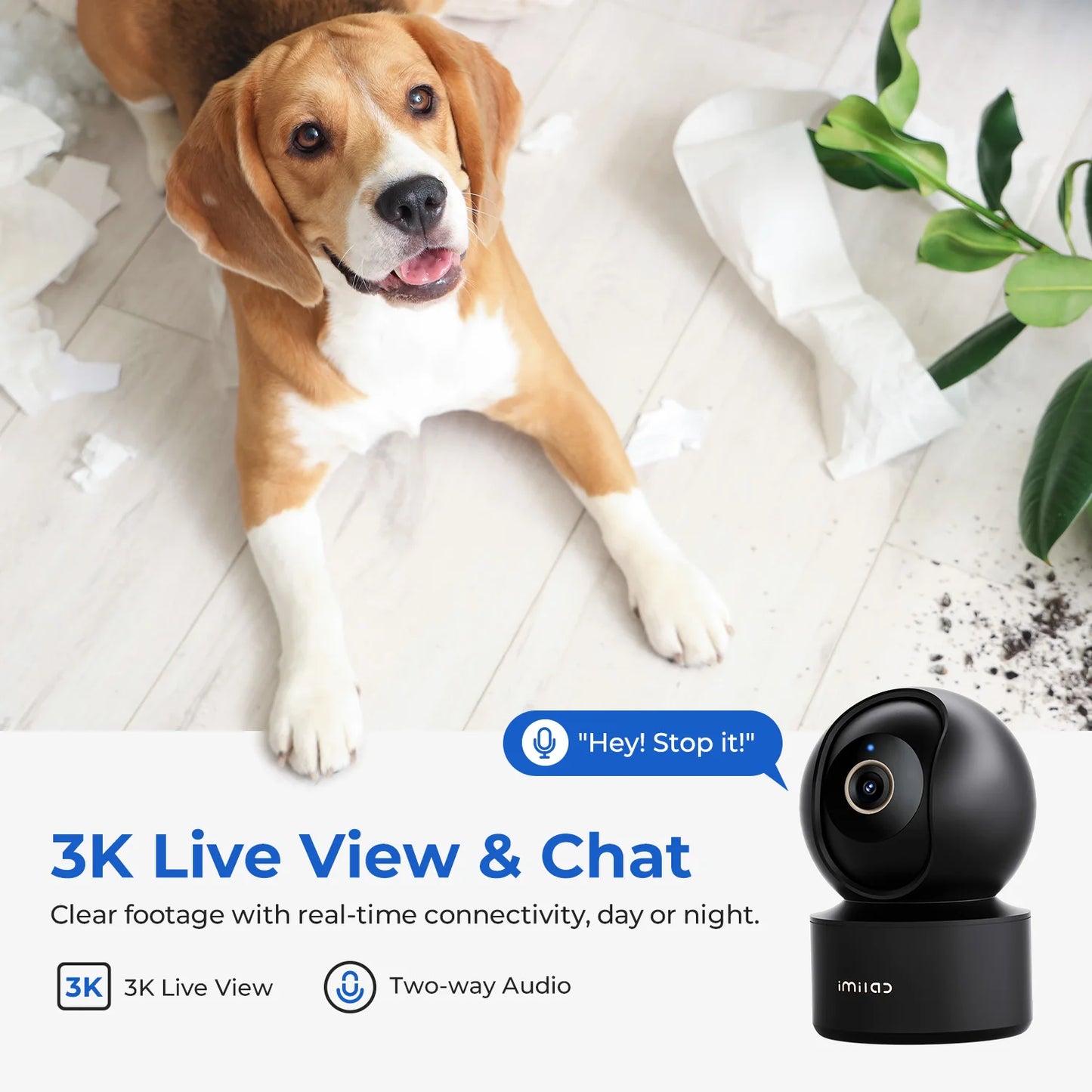 WiFi 6 Indoor Baby Monitor Camera with AI Detection Night Vision