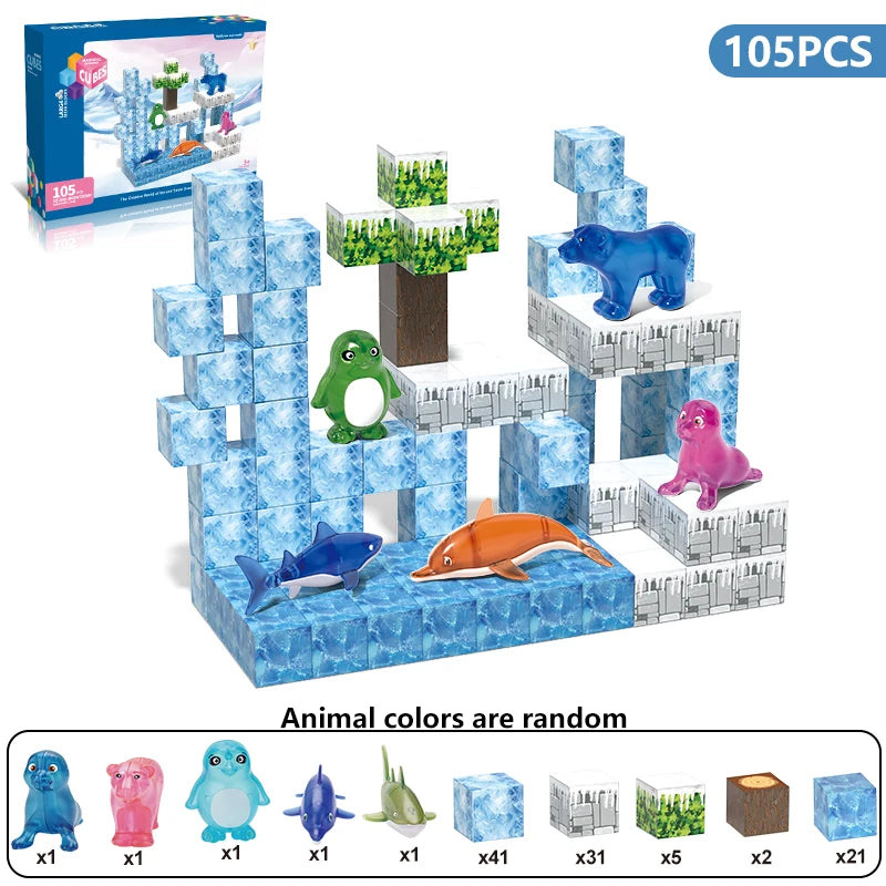 105 magnetic building blocks for children ages 3 and up