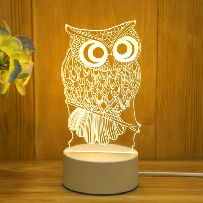 Romantic 3D Led Lamp warmwhite Acrylic LED Night Lights for Bedroom Decoration Kids Children's Bedside Lamp Wedding Party Favors