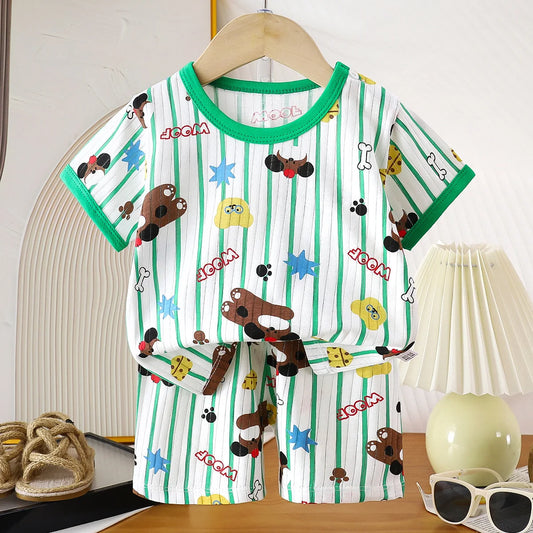2PCS Children Clothing Set Child T-shirt Suit Summer Cotton New Girls Shorts Clothes Baby Boys Short Sleeve Kid Clothes