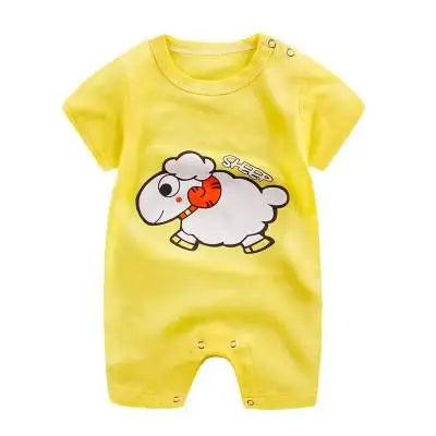 Cartoon Printed Rompers Newborn Boys Girls Short Sleeve Bodysuits Infantil Summer Thin Cotton Cute Onesie Baby Fashion Clothes