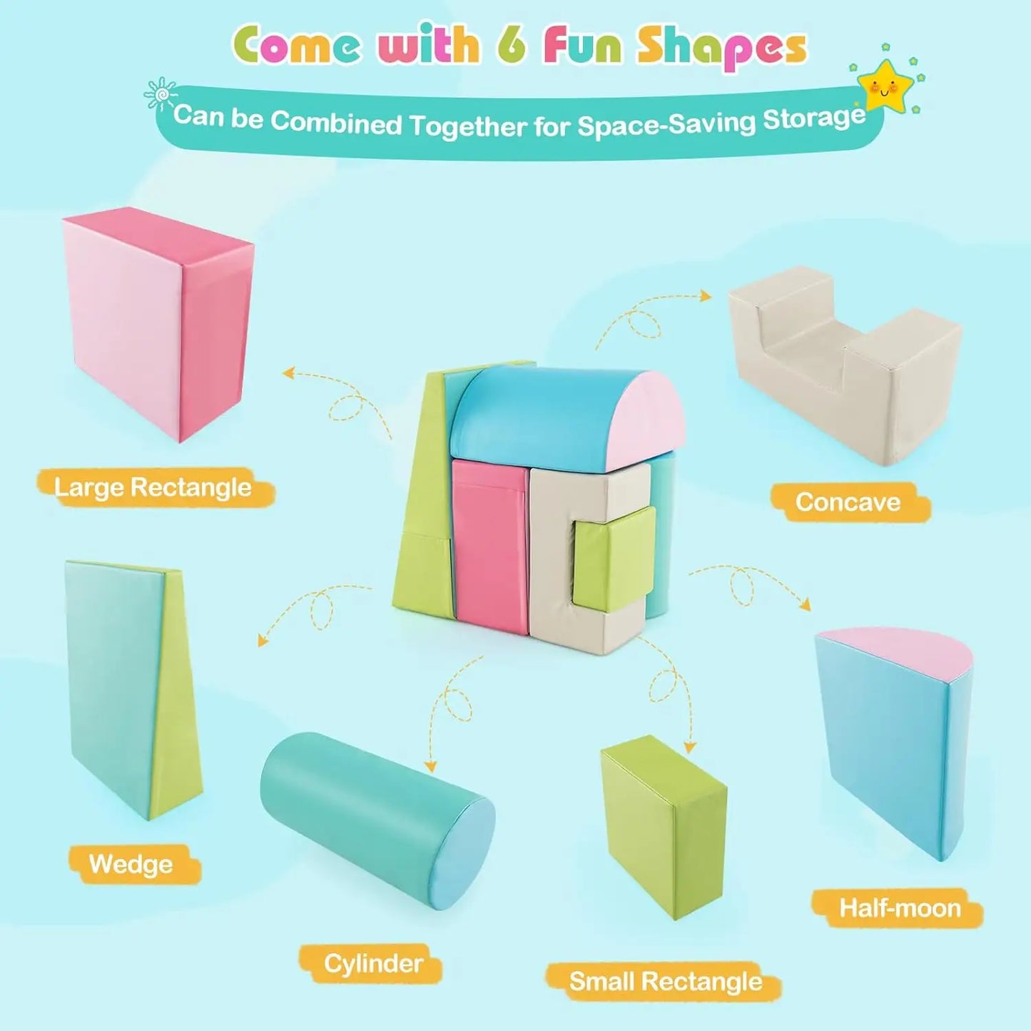 6-Piece Climb and Crawl Playset, Soft Climbing Foam Blocks
