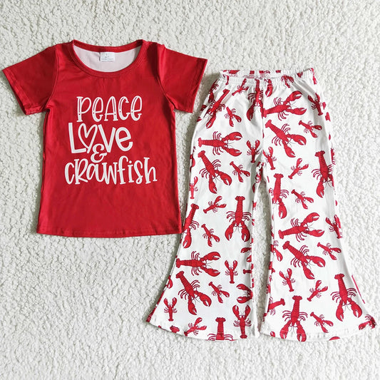 Hot Sale Baby Girls Clothes Short Sleeve Tops Bell Pants Sets Western Kids Clothes Fashion Toddler Girls Clothing Wholesale New