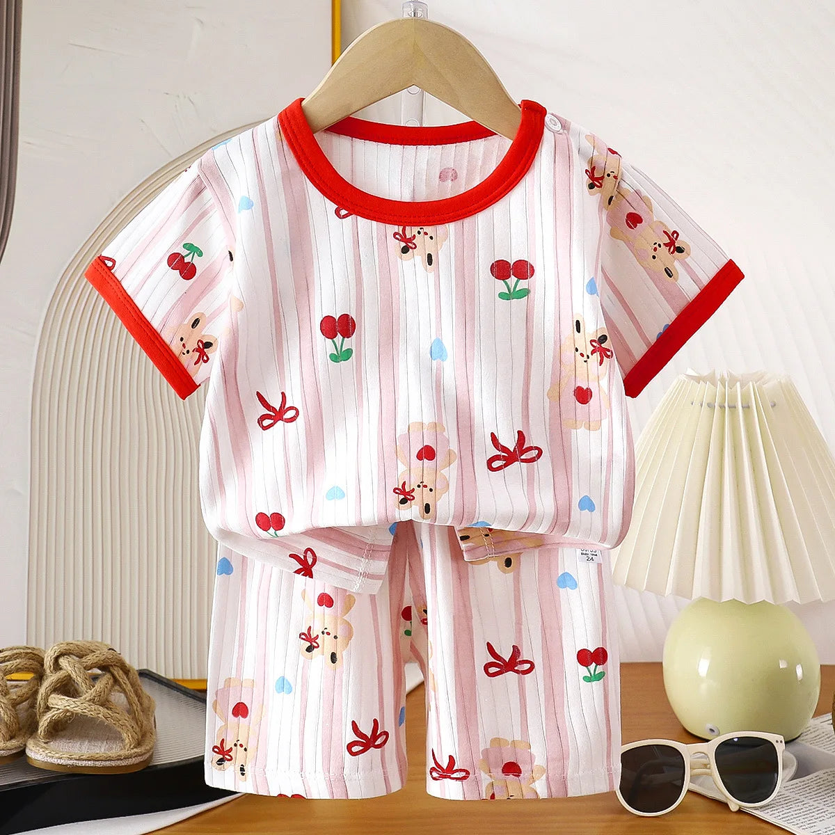 2PCS Children Clothing Set Child T-shirt Suit Summer Cotton New Girls Shorts Clothes Baby Boys Short Sleeve Kid Clothes