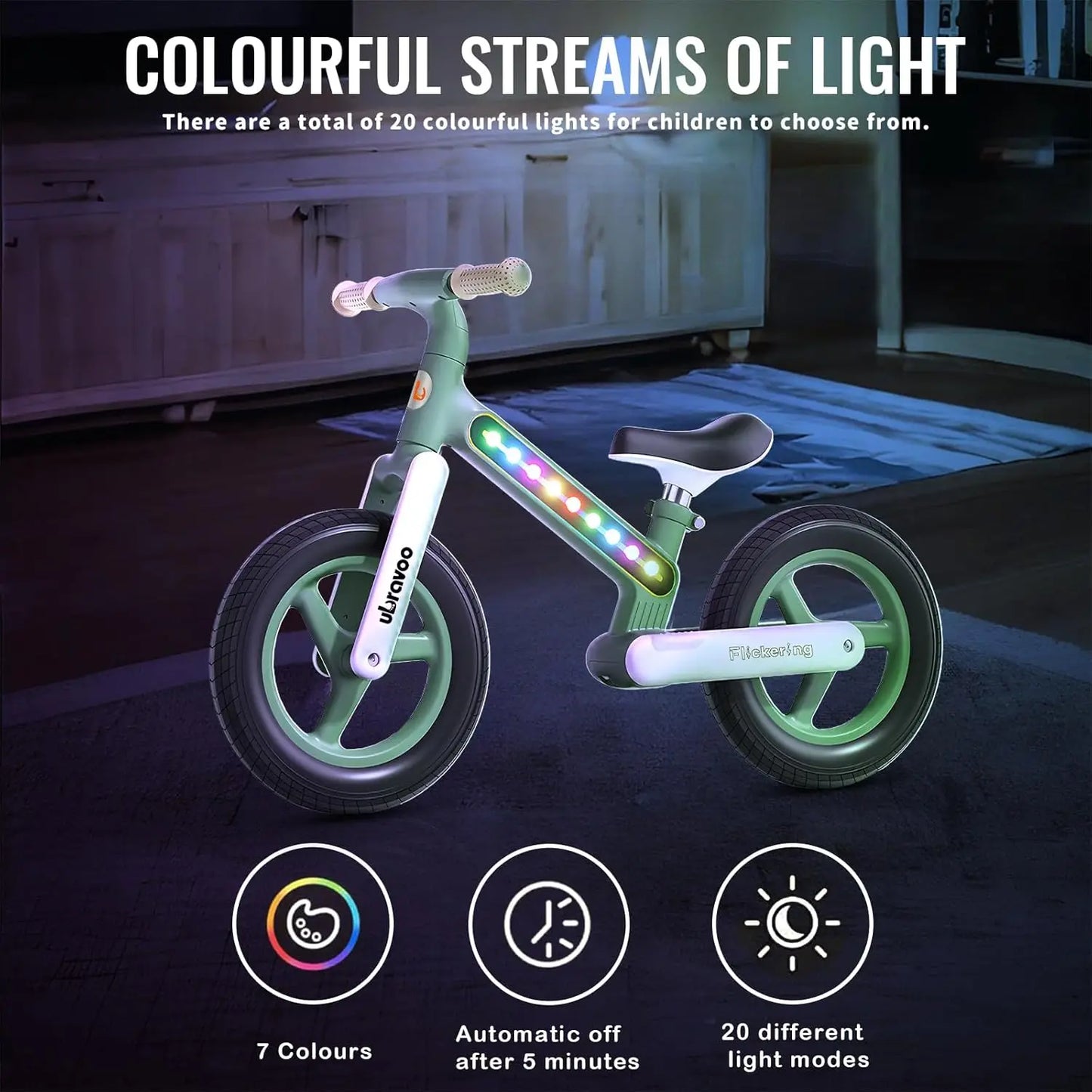 Balance Training Bicycle with Colorful Lights