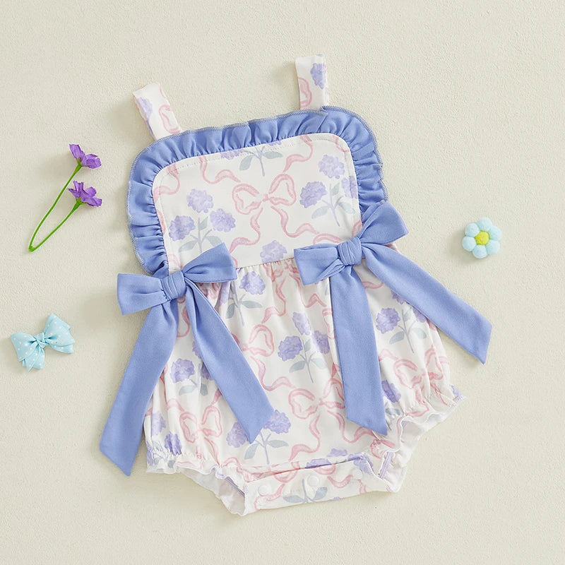 Adorable Toddler Dress with Floral Print and Ruffled Trim Perfect for Summer Parties and Playdates Sleeveless Baby Girl Romper