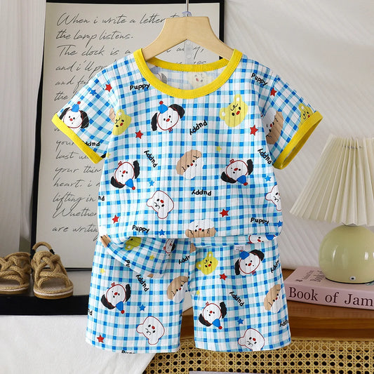2PCS Children Clothing Set Child T-shirt Suit Summer Cotton New Girls Shorts Clothes Baby Boys Short Sleeve Kid Clothes