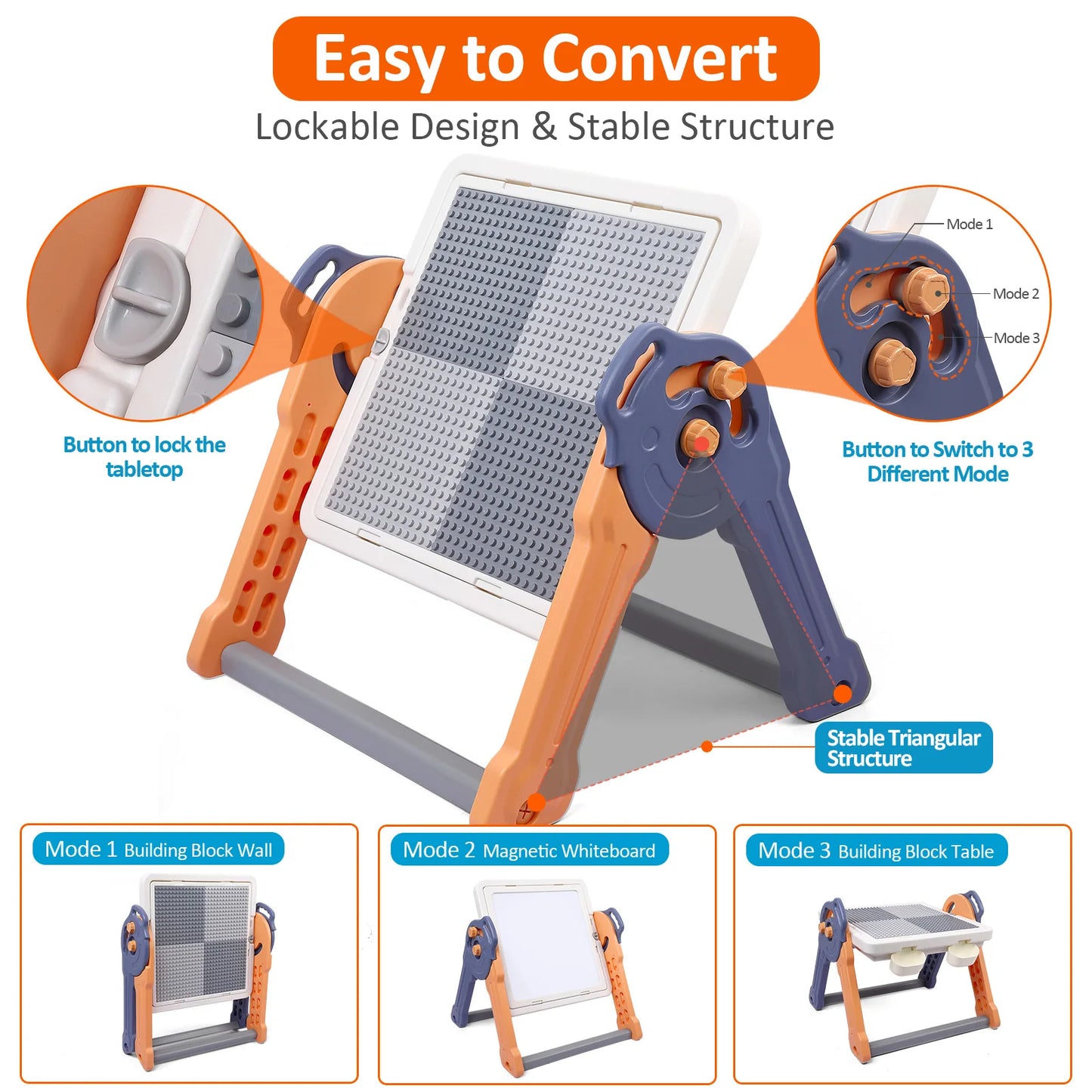 8 in1 Foldable Kids Activity Table for Toddlers