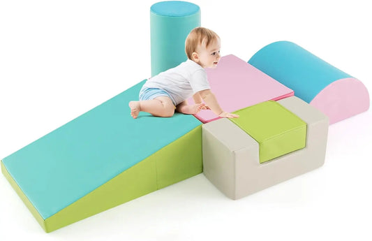 6-Piece Climb and Crawl Playset, Soft Climbing Foam Blocks