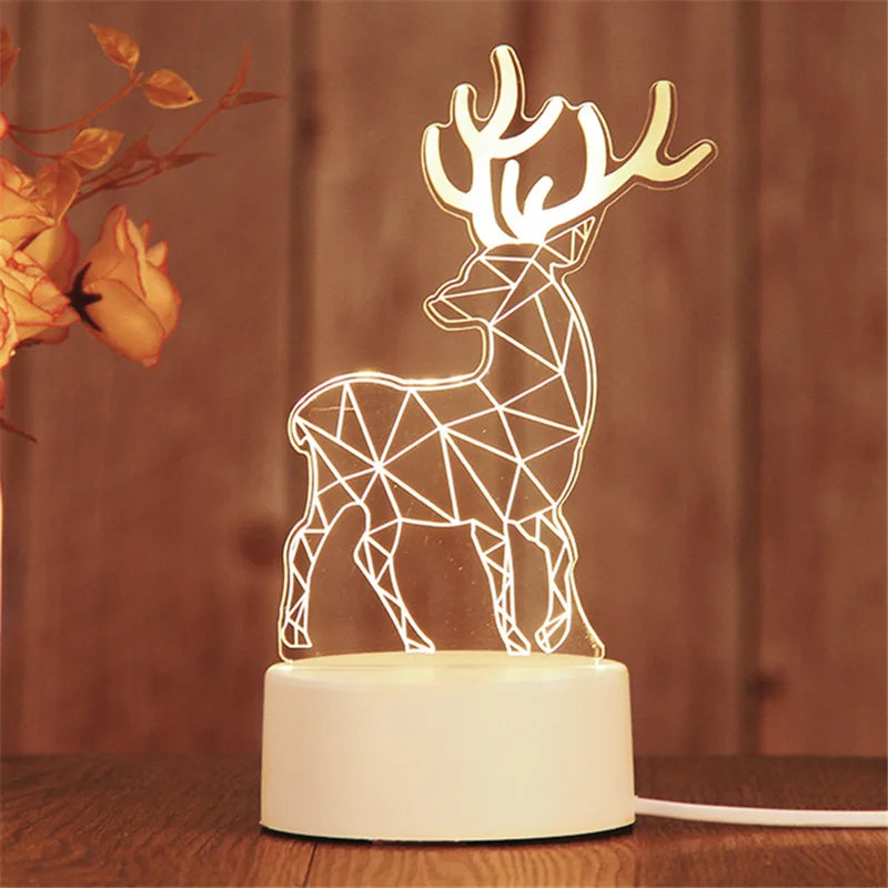 Romantic 3D Led Lamp warmwhite Acrylic LED Night Lights for Bedroom Decoration Kids Children's Bedside Lamp Wedding Party Favors