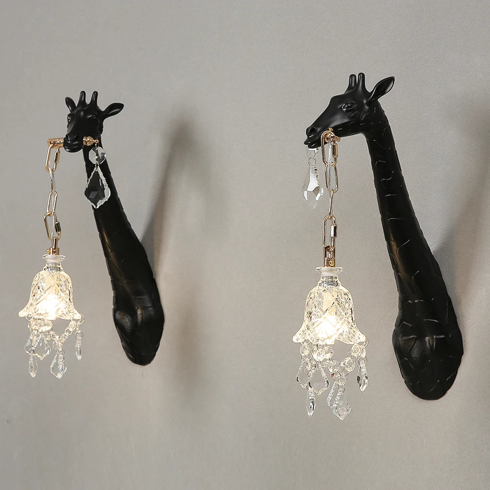 Hot sales Resin Giraffe LED Wall Lamp For Bedside Lighting Corridor Living Room Decor Light G9 Bulb Golden Lamp Body