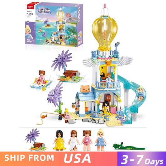 404 PCS Sea View Lighthouse Building Blocks Treasure Hunt Seaside Park Model