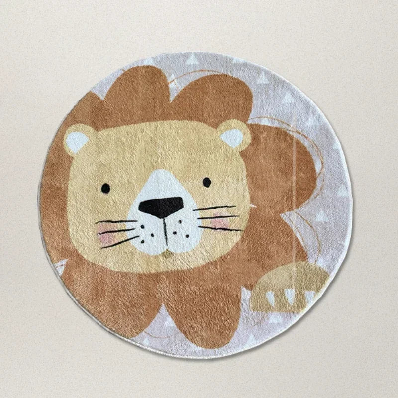 Living Room Carpet Round Cartoon Cute Lion