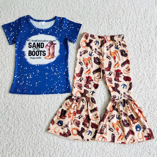 Hot Sale Baby Girls Clothes Short Sleeve Tops Bell Pants Sets Western Kids Clothes Fashion Toddler Girls Clothing Wholesale New