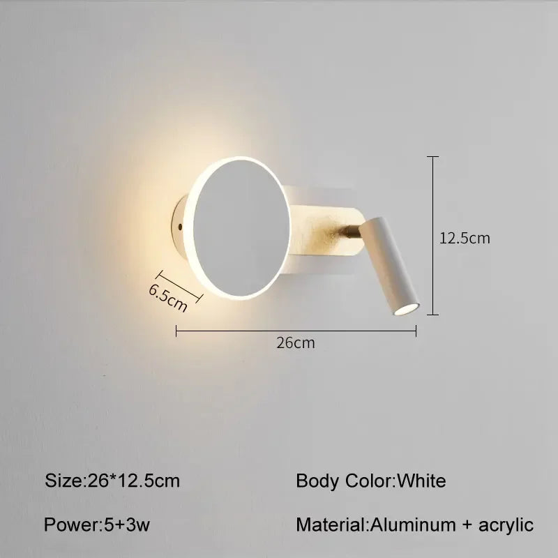 Modern LED Wall Lights Rotatable Spot Reading Light for Bedroom Hotel Reading Bedside Study Corridor Indoor Decor Wall Lamps
