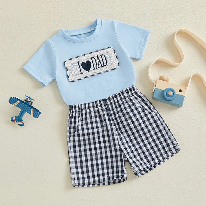 Toddler Boys Father's Day 2 Piece Outfits Short Sleeve