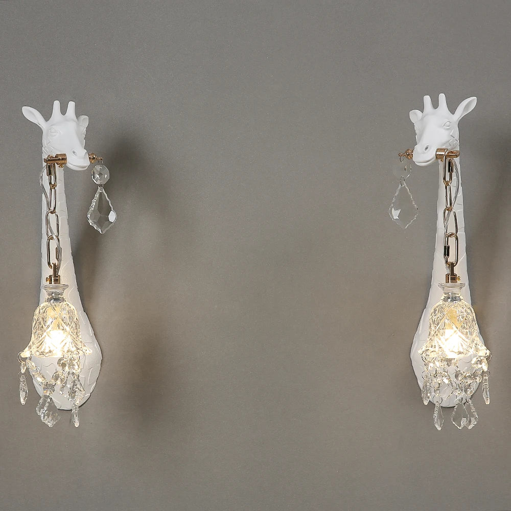 Hot sales Resin Giraffe LED Wall Lamp For Bedside Lighting Corridor Living Room Decor Light G9 Bulb Golden Lamp Body