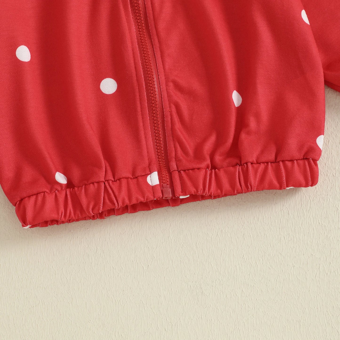 Autumn Little Girls Hooded Coat Red Long Sleeve Zip Up Strawberry Jackets