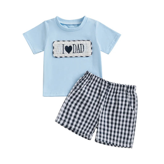 Toddler Boys Father's Day 2 Piece Outfits Short Sleeve