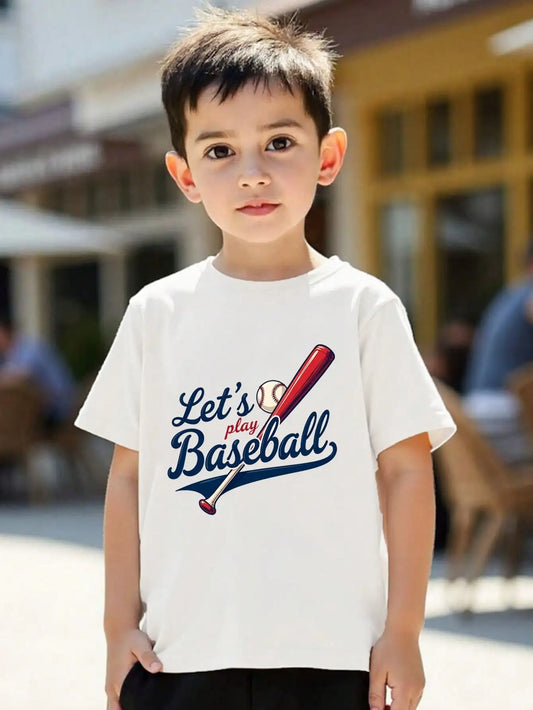 Tween Girls/Boys Clothes, Baseball-Themed Cotton T-Shirt