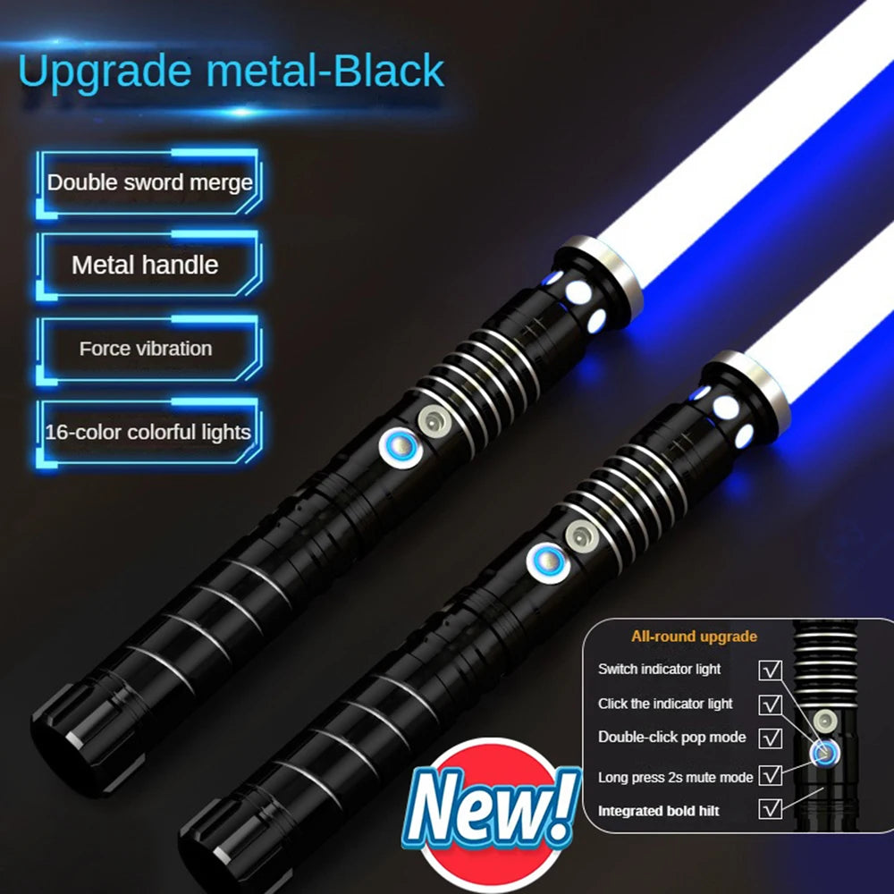 Light Up Saber Metal Sword RGB 16 Colors, 2 In 1 Light Sword Toy