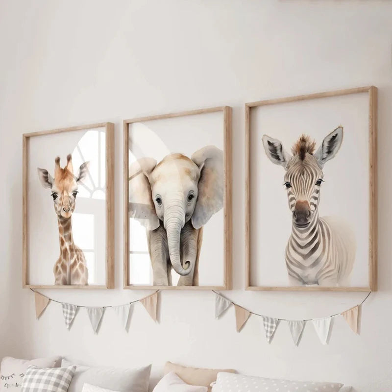 Safari Decor Set of 3 Poster Jungle Animal Nursery Wall Art Prints