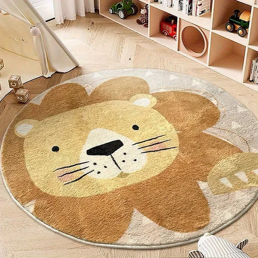 Living Room Carpet Round Cartoon Cute Lion