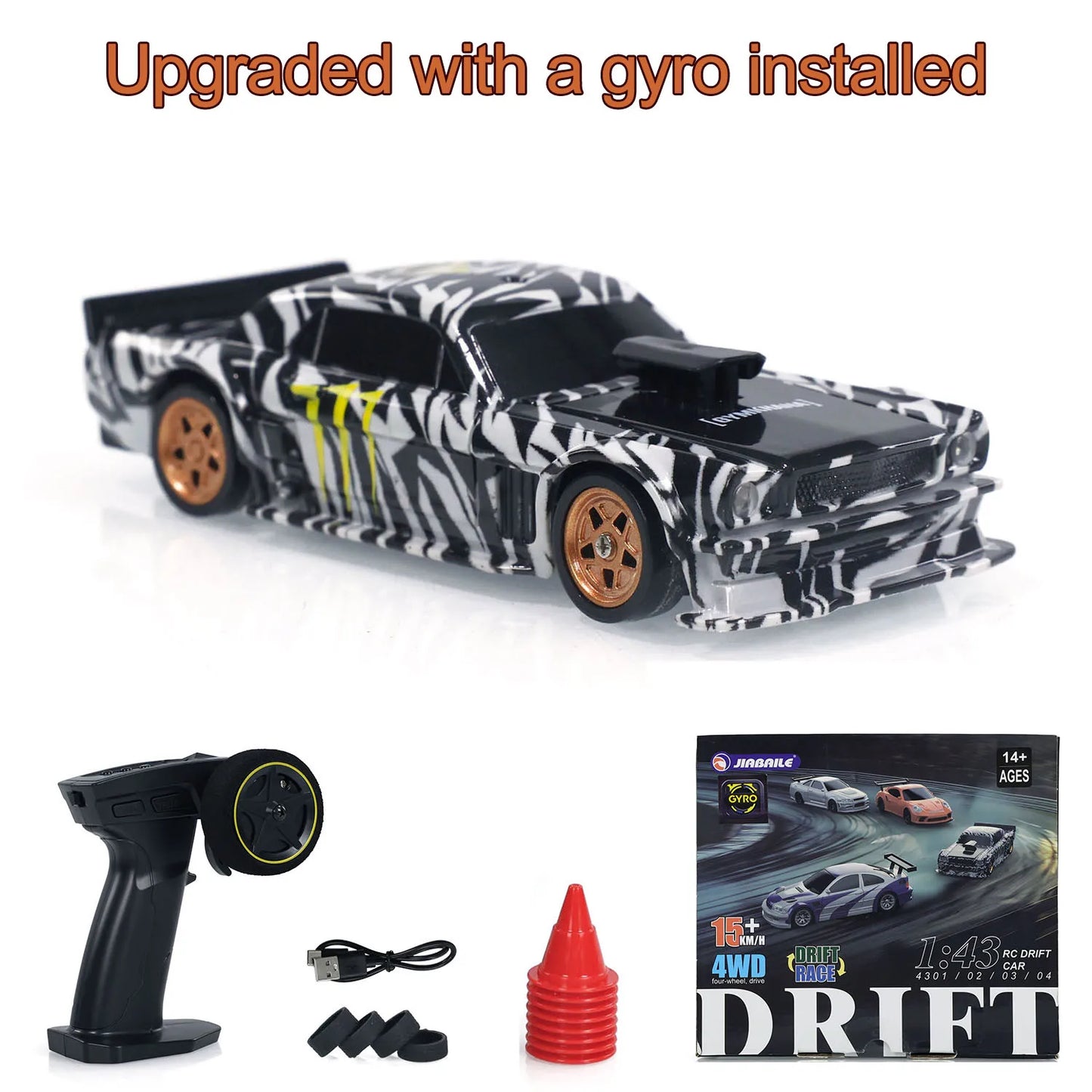 1/43 Scale RC Drift Race Car with Gyro 4WD High-speed Mini Toy Car
