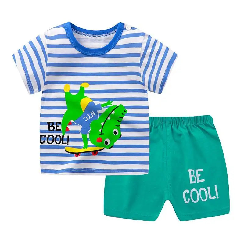 Summer Baby Boys Cartoon T Shirt + Shorts Set